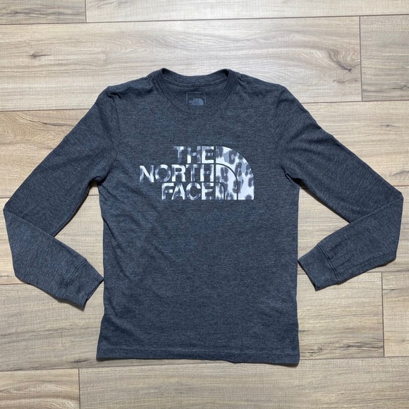 The North Face‎ Women's Animal Print Logo Long Sleeve Top Size XS Charcoal Gray - Picture 1 of 11